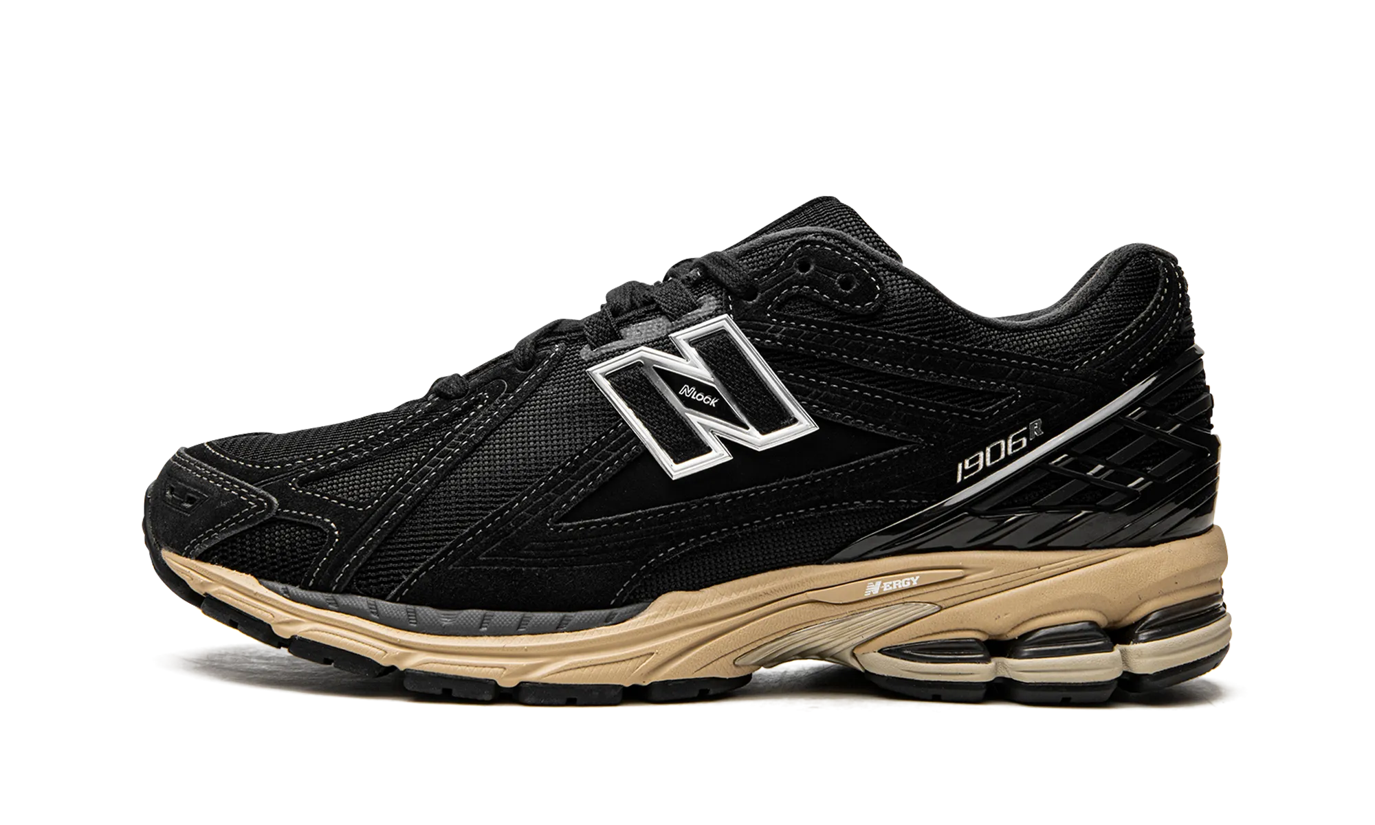 1906R "Black Cream" Shock Resistance padded heel shoes