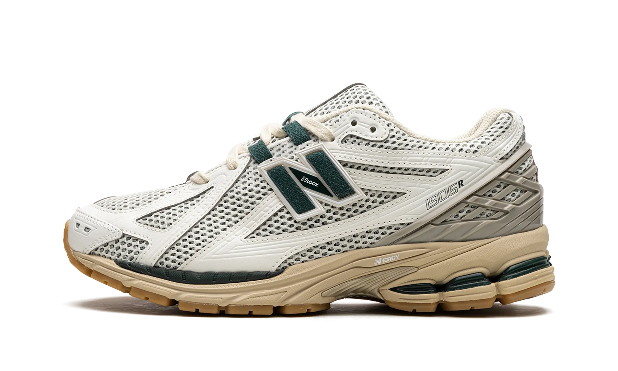 1906R "White Green Cream" running stride