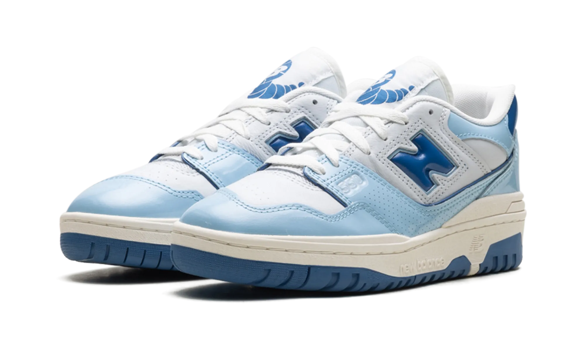 550 "Patent - White / Powder Blue" rainy - day shoes shock - absorbing footwear