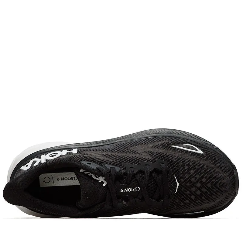 Hoka Clifton 9 - Black/White Microfiber Overlays Durable Gear