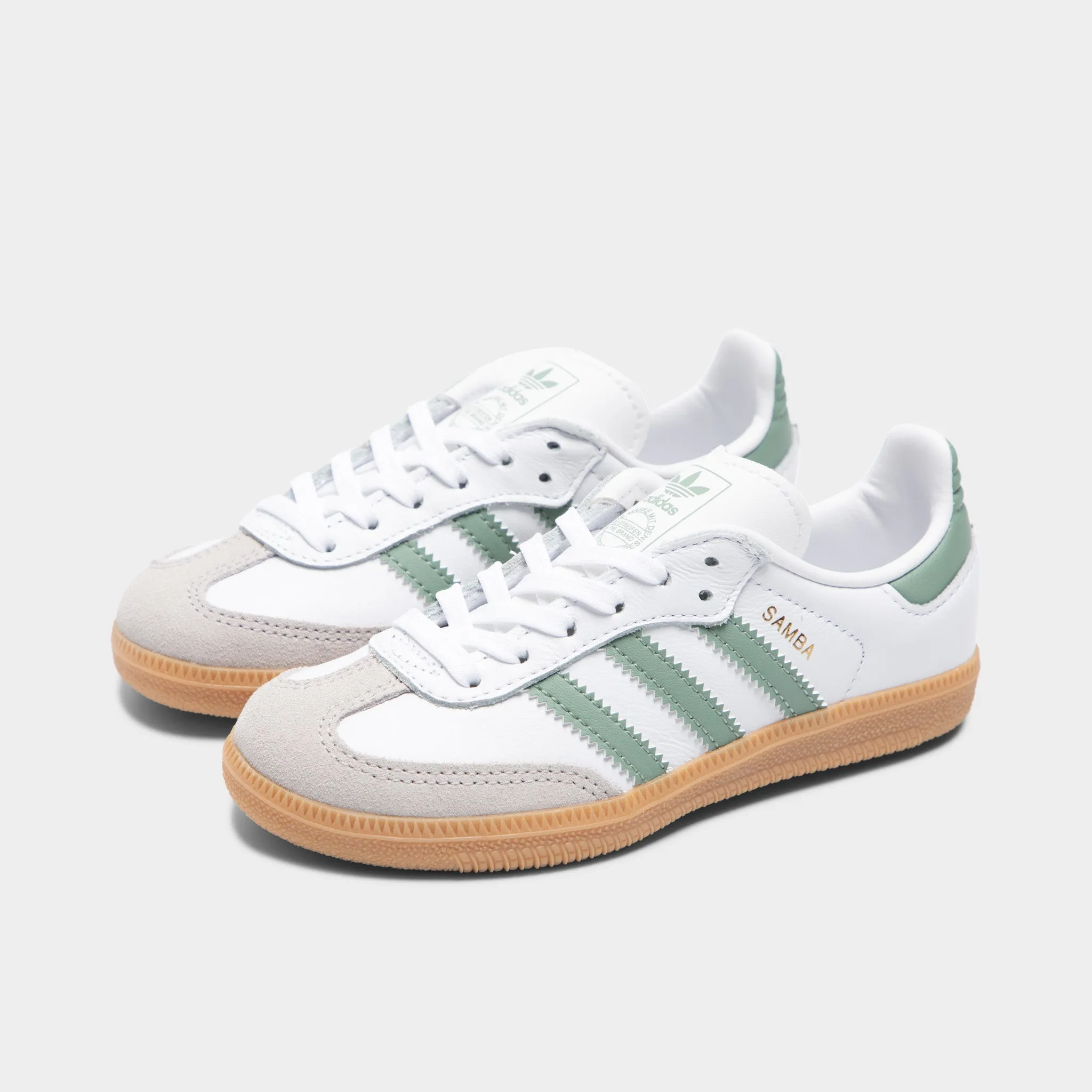 adidas Children's Samba OG Footwear White / Silver Green - Gum Fresh Drop Soft Move