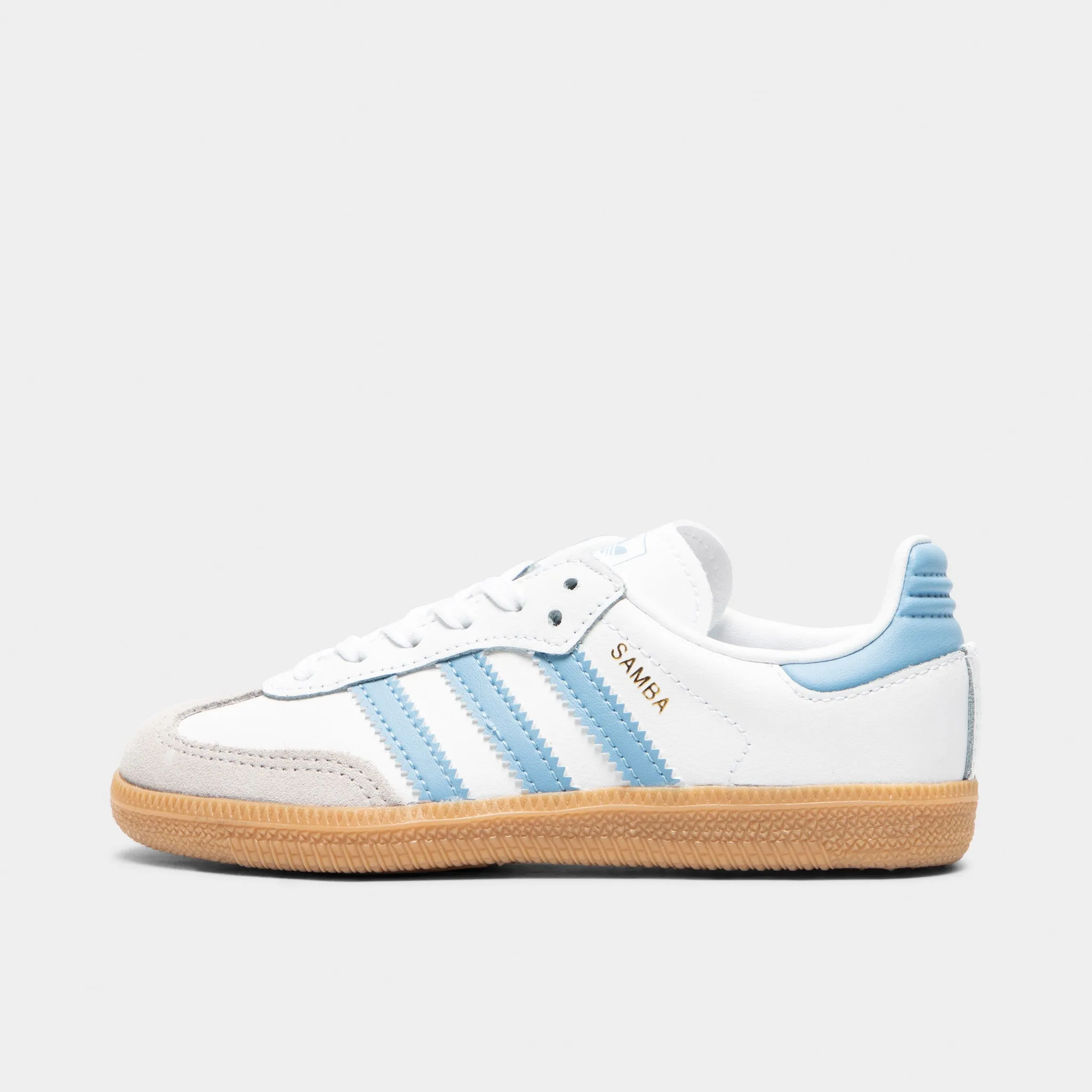 adidas Children's Samba OG White / Ash Blue - Gum Stone Glam Deep Grip