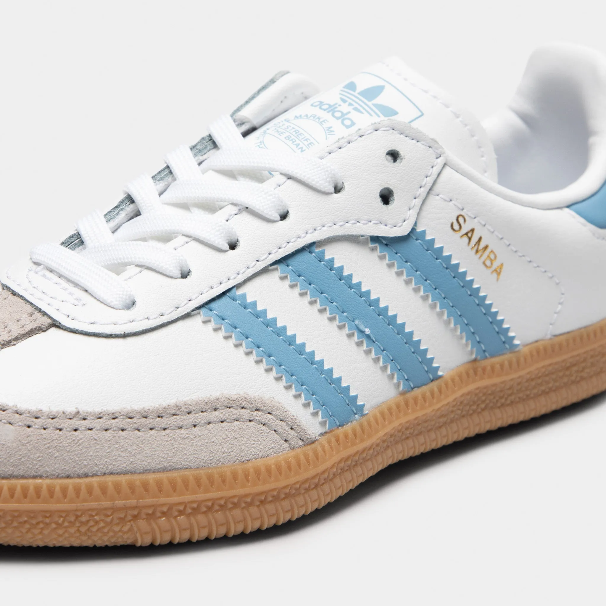 adidas Children's Samba OG White / Ash Blue - Gum Motion Balance