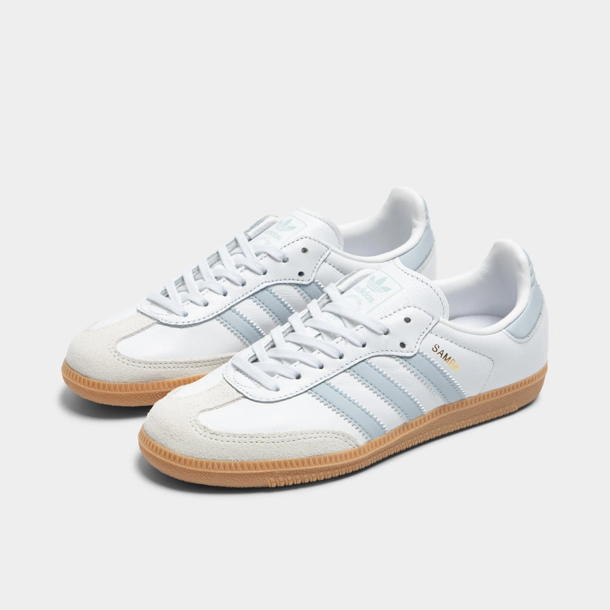 adidas Juniors' Samba OG White / Halo Blue - Gum Breathable mesh