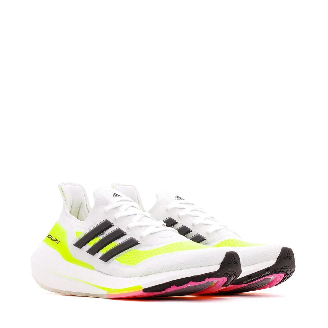 Adidas Running Women Ultraboost 21 White Black Yellow FY0401 hill - training
