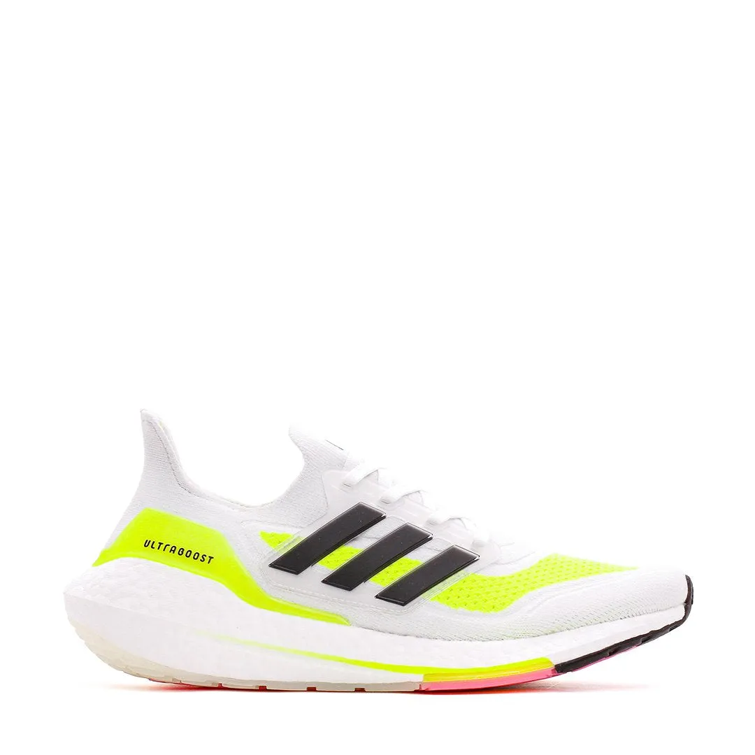Adidas Running Women Ultraboost 21 White Black Yellow FY0401 running with backpack shoes Energy Flex
