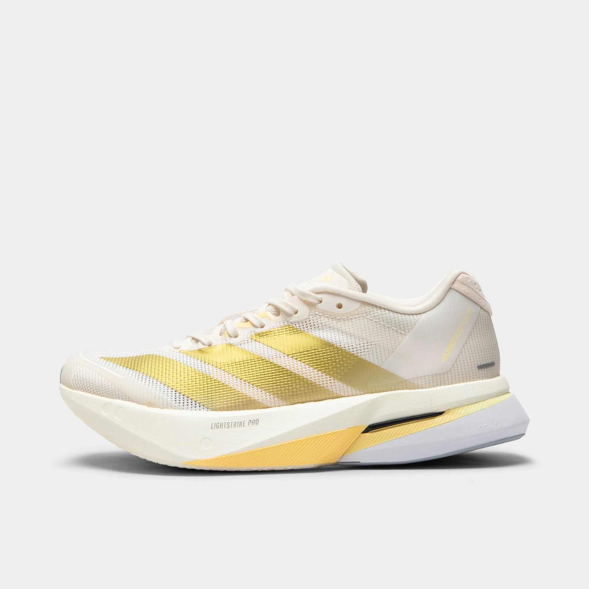 adidas Women's Adizero Boston 13 Chalk White / Gold Metallic - Orange Tint Outdoor Step