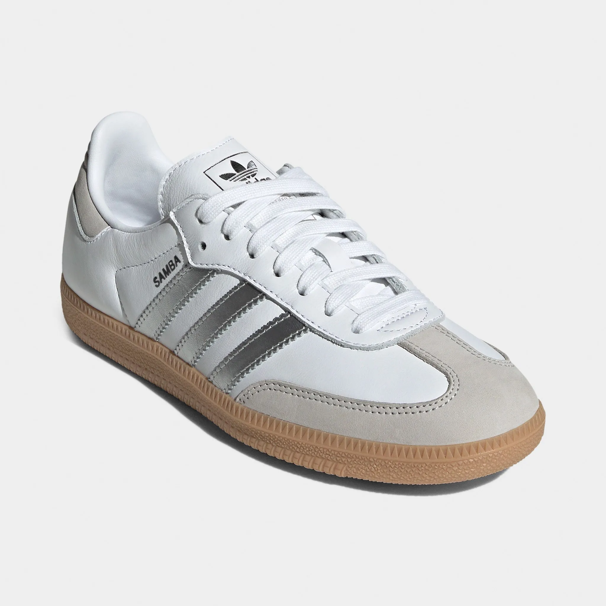 adidas Women's Samba OG White / Silver Metallic - Grey Cushioned Insole