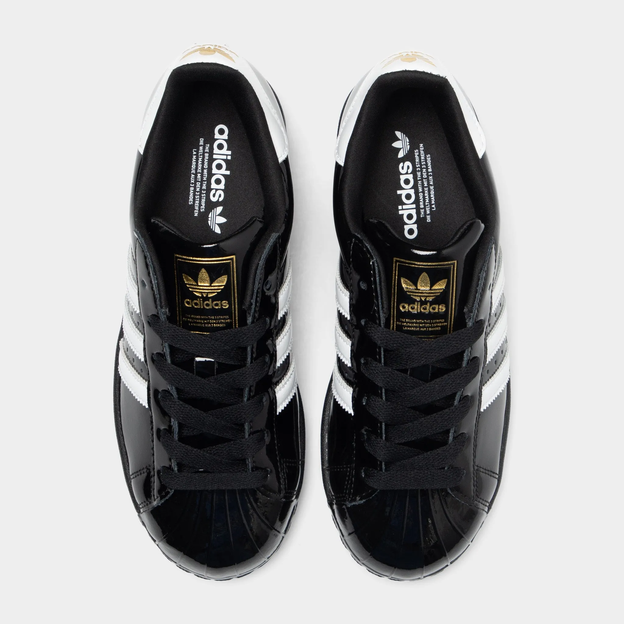 New York Stone Gray adidas Women's Superstar II Core Black / White - Gold Metallic