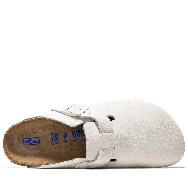 Fast Go Women's Birkenstock Boston Soft Footbed Suede - Antique White