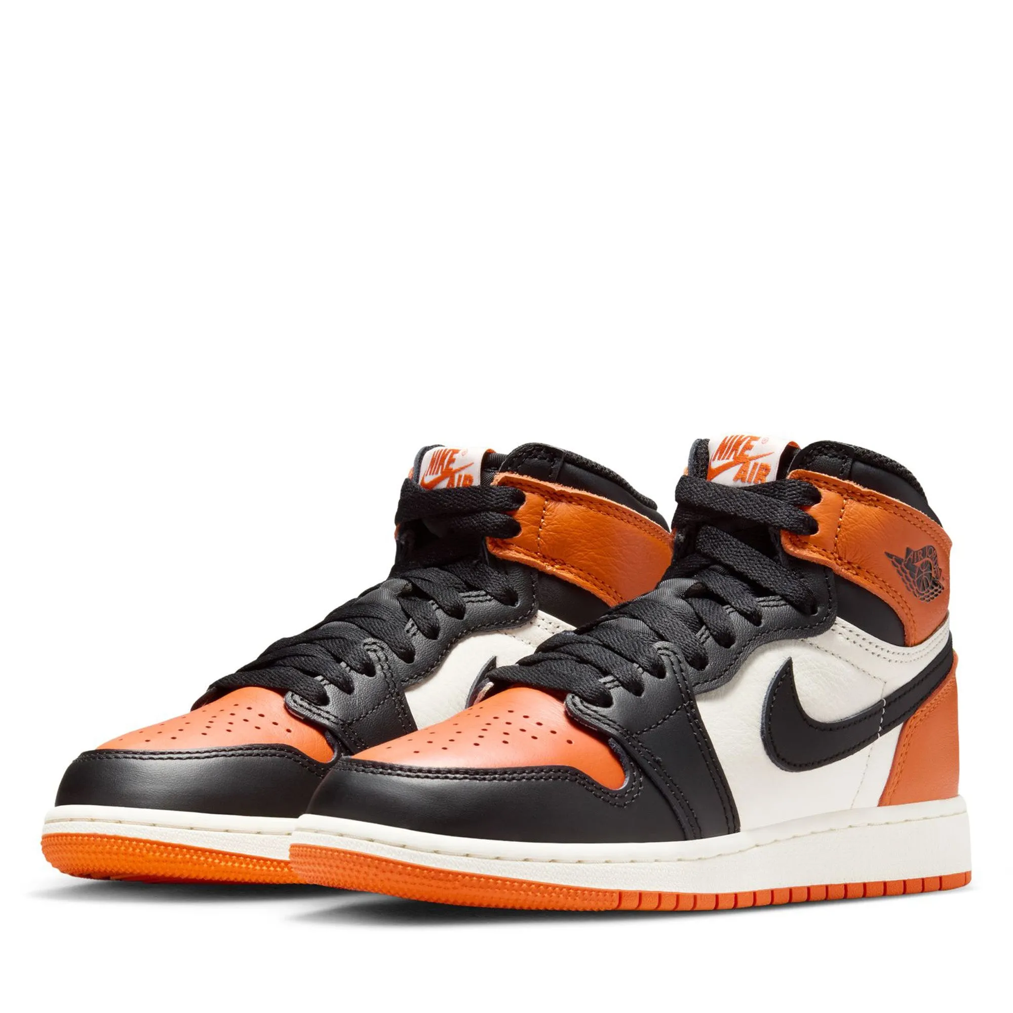Air Jordan 1 High OG 'Shattered Backboard' (GS) - Black/Starfish Breathable Linings Iconic arch