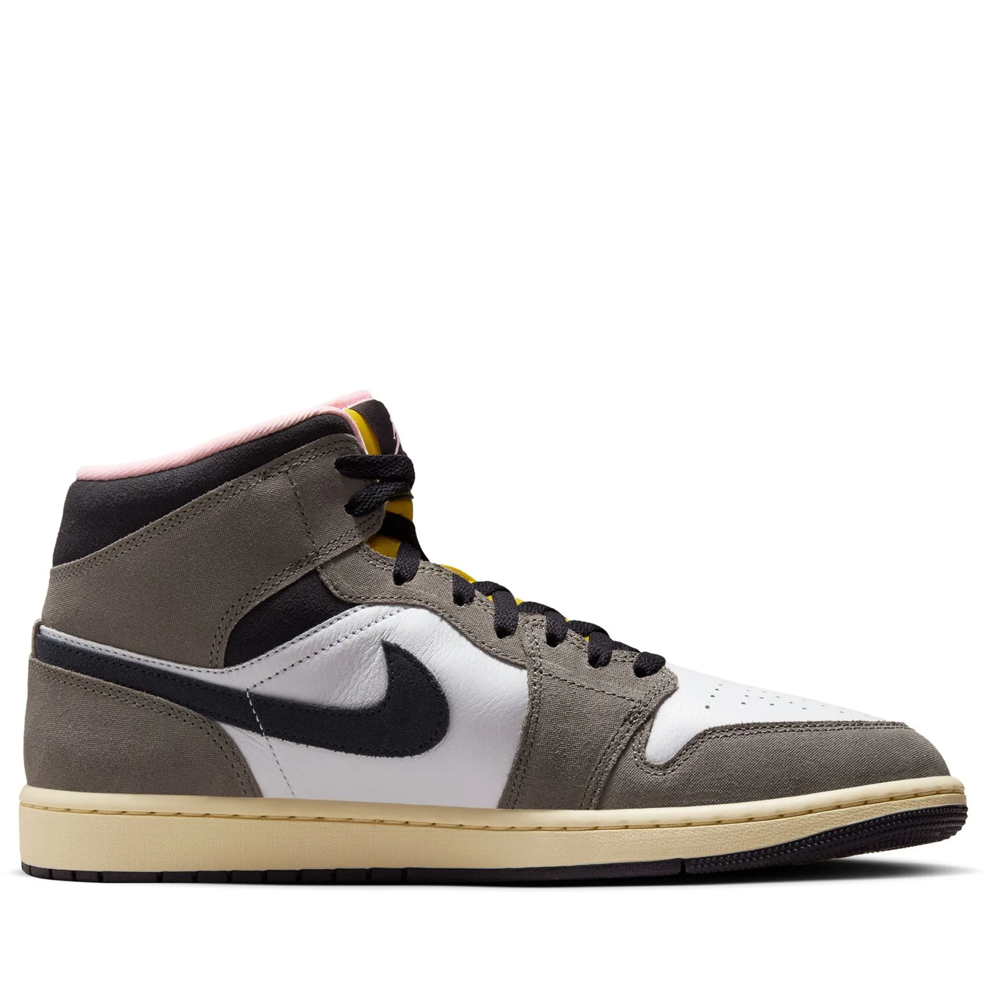 Air Jordan 1 Mid SE - White/Oil Grey AntiOdorTreatment Traction Optimized Grip
