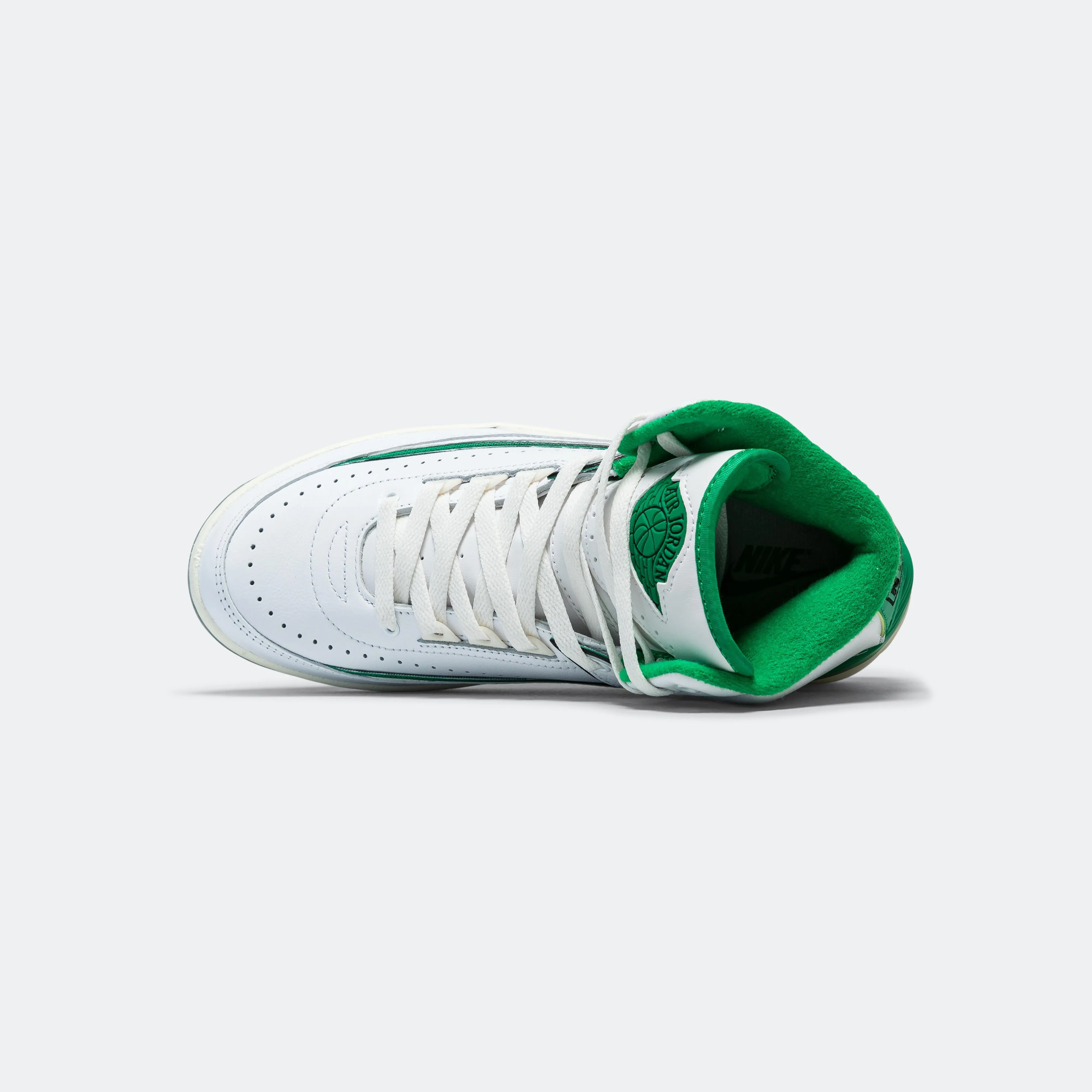 Air Jordan 2 (GS)  - White/Lucky Green-Sail-Lt Steel Grey Trainer Shoes Effortless Ease
