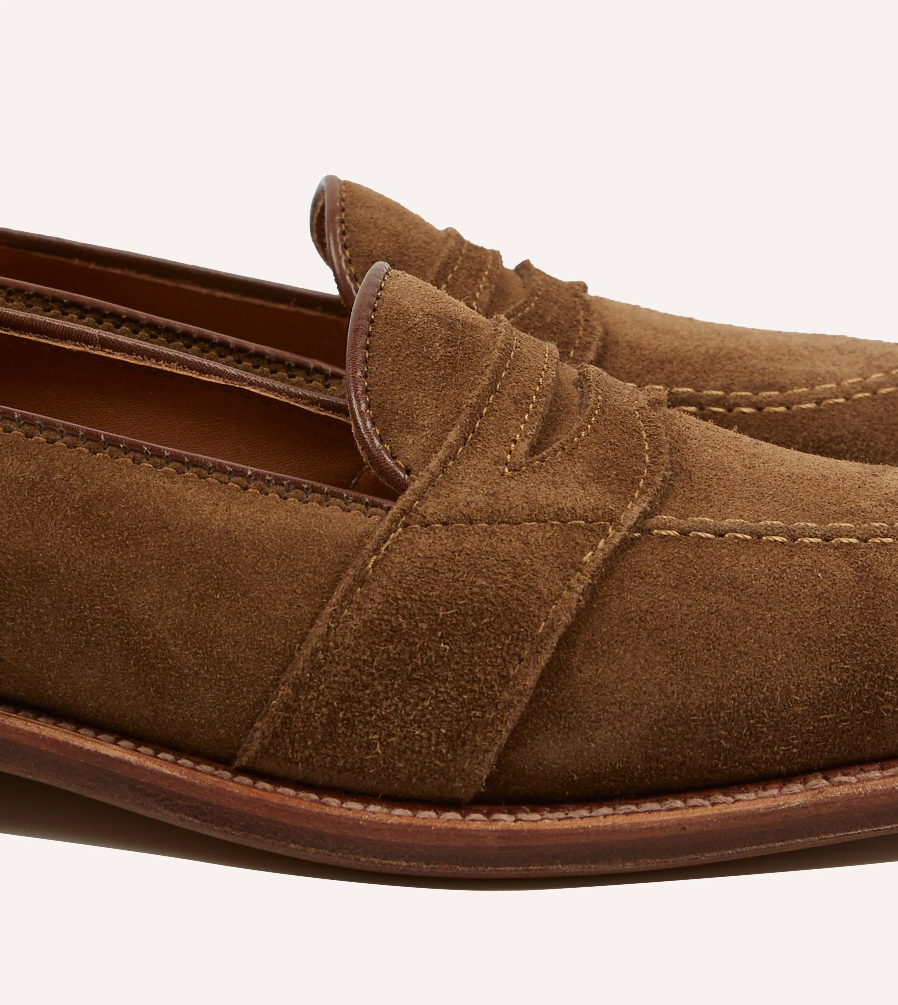 Sharp Trim Alden Snuff Suede Full Strap Loafer