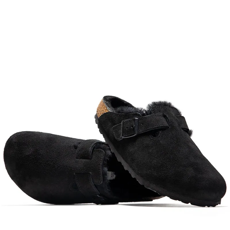 Birkenstock Boston Shearling Suede - Black High-Performance Footwear Chic Casual Footwear