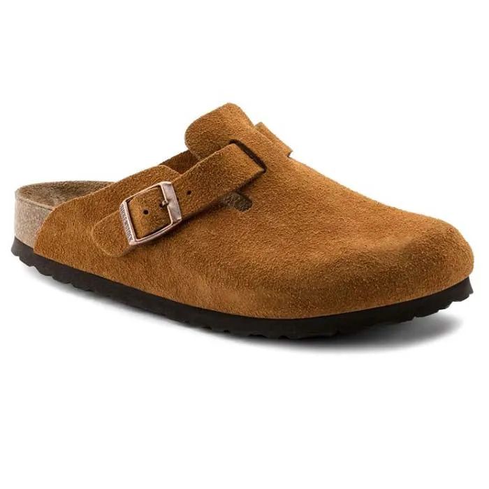 Womens Birkenstock Boston Soft Footbed Narrow in Mink Minimalist