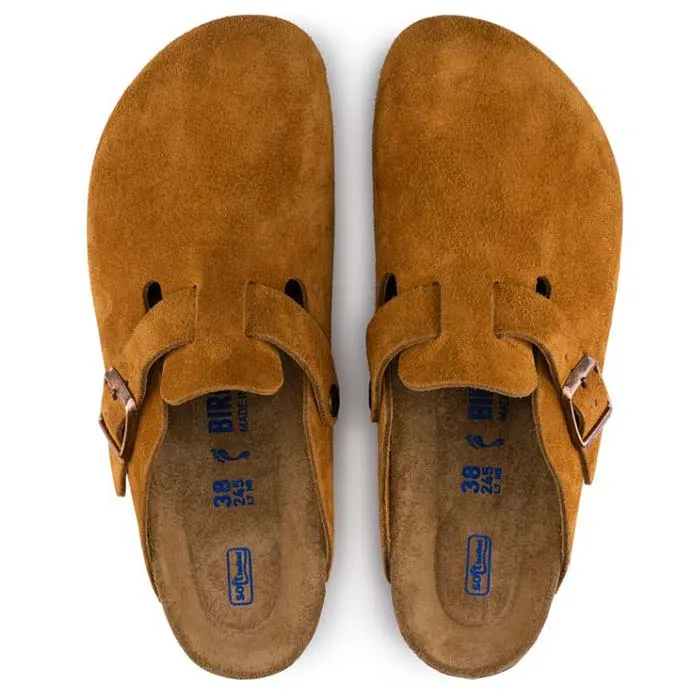 Womens Birkenstock Boston Soft Footbed Narrow in Mink daily life Lake Path