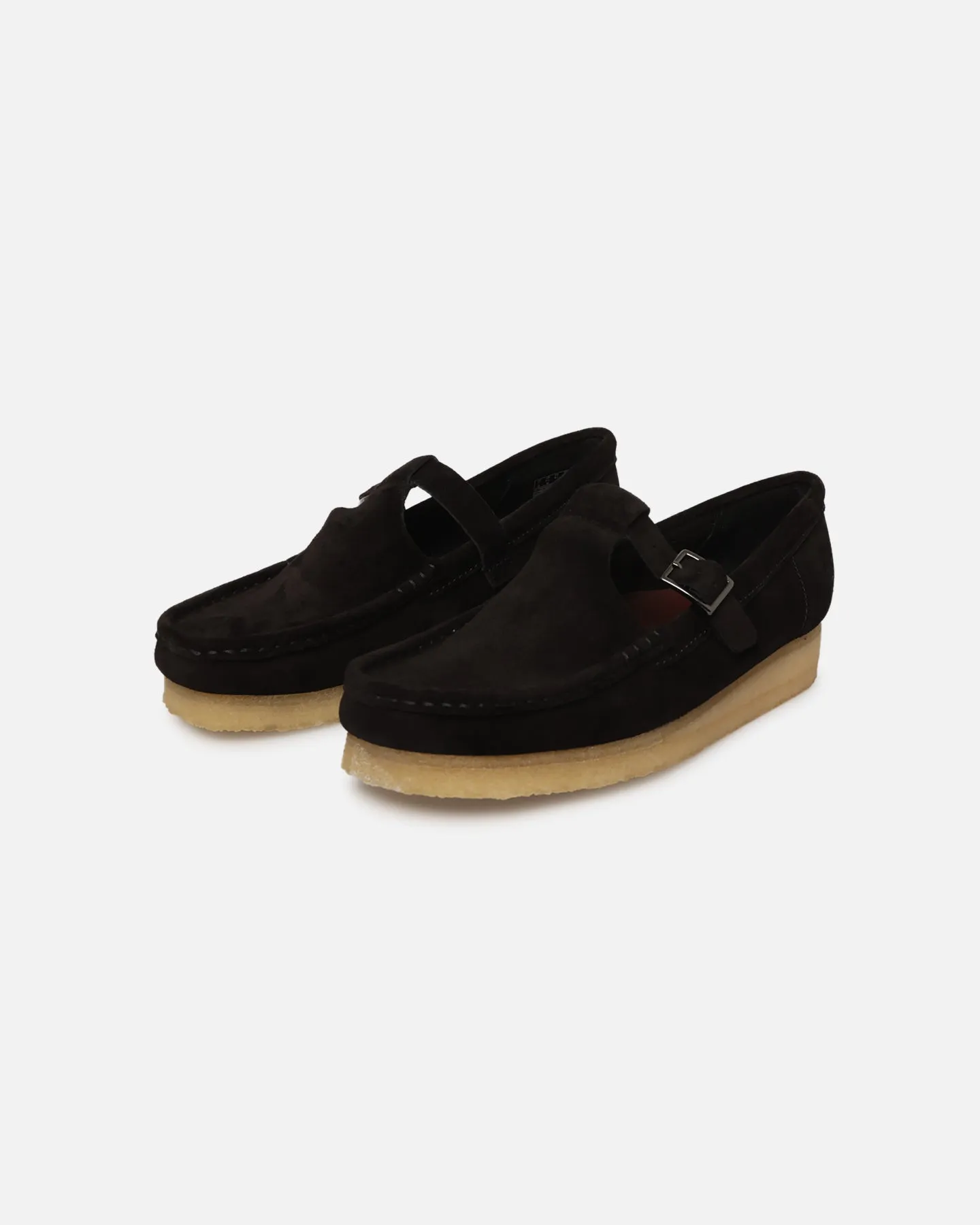 Clarks Originals Women's Wallabee T-Bar Black Suede Moisture-wicking leather - type