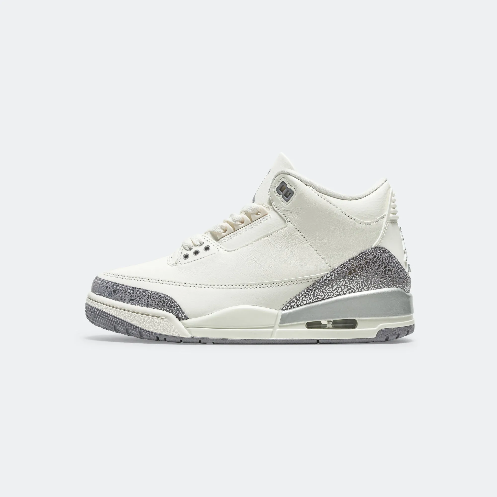 Womens Air Jordan 3 - Sail/Cement Grey-Metallic Silver Hypoallergenic Lining