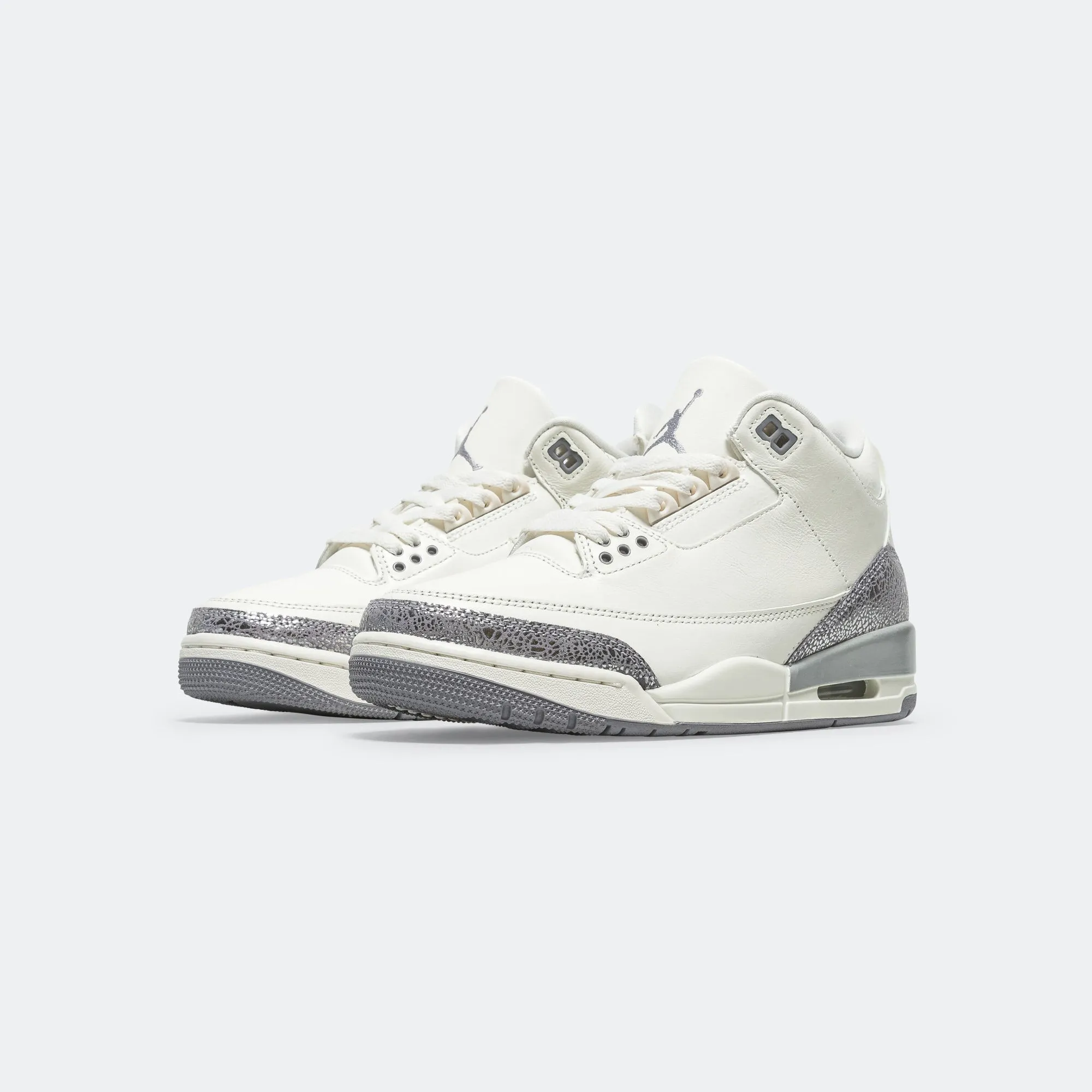 Womens Air Jordan 3 - Sail/Cement Grey-Metallic Silver Motion Cushion Dynamic chic