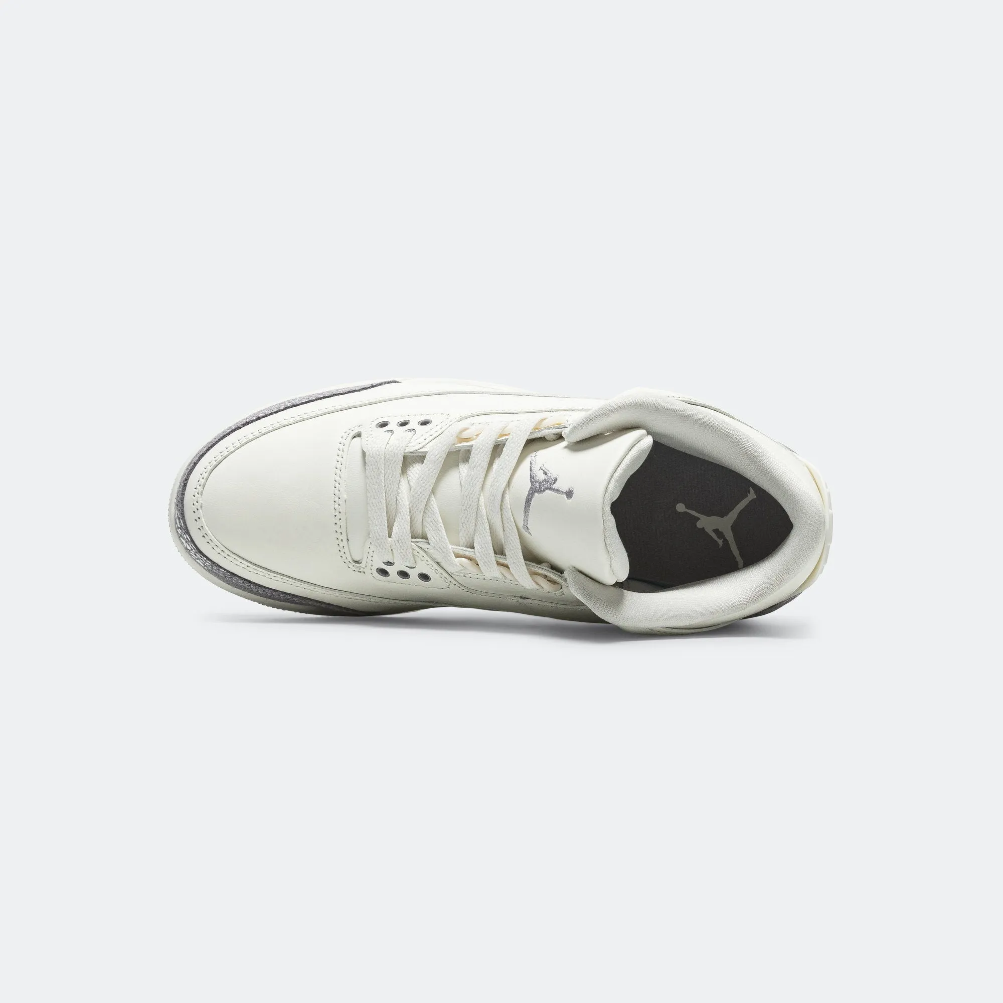 Bacterial Resistant Lining Multi Density Sole Womens Air Jordan 3 - Sail/Cement Grey-Metallic Silver