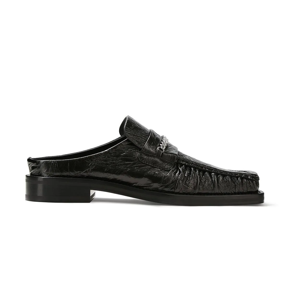 Quick Flow Padded collar Square Toe Mule 'Black High Shine'