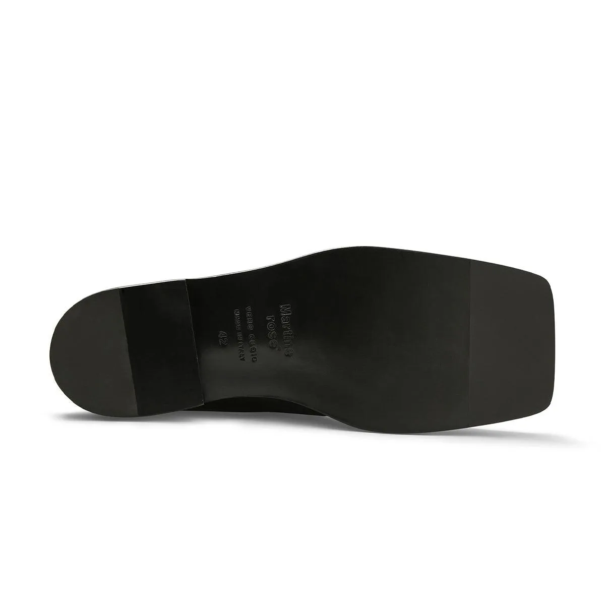Odor-resistant buckle - up style Square Toe Mule 'Black High Shine'