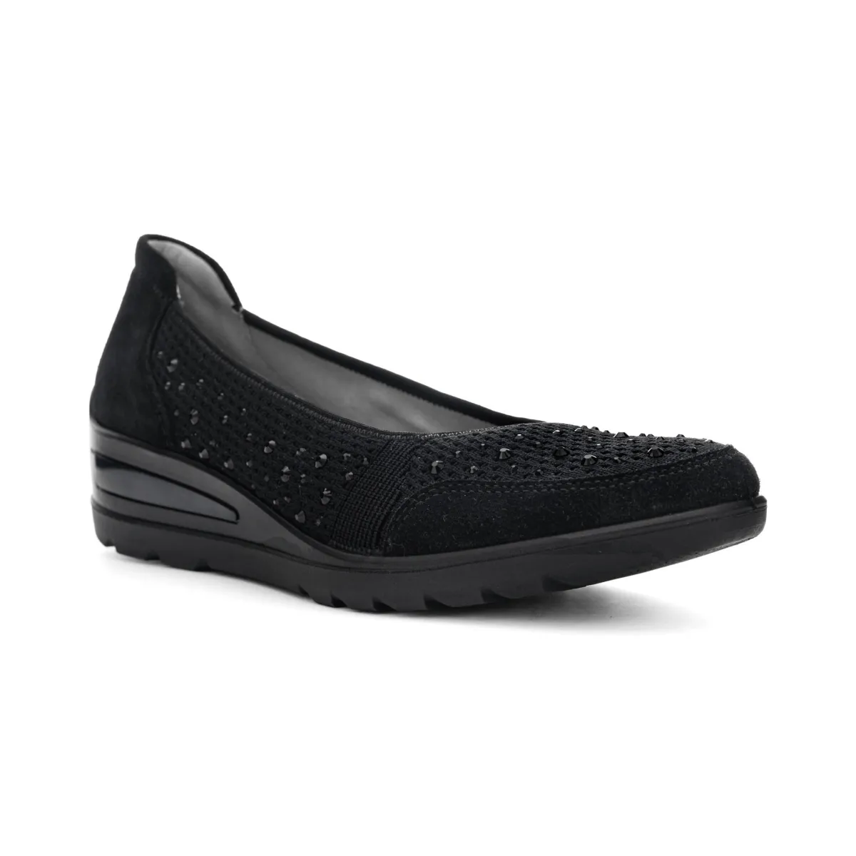 Shiny look Luxury Brand Ara Women's Zephyr Black Woven Suede