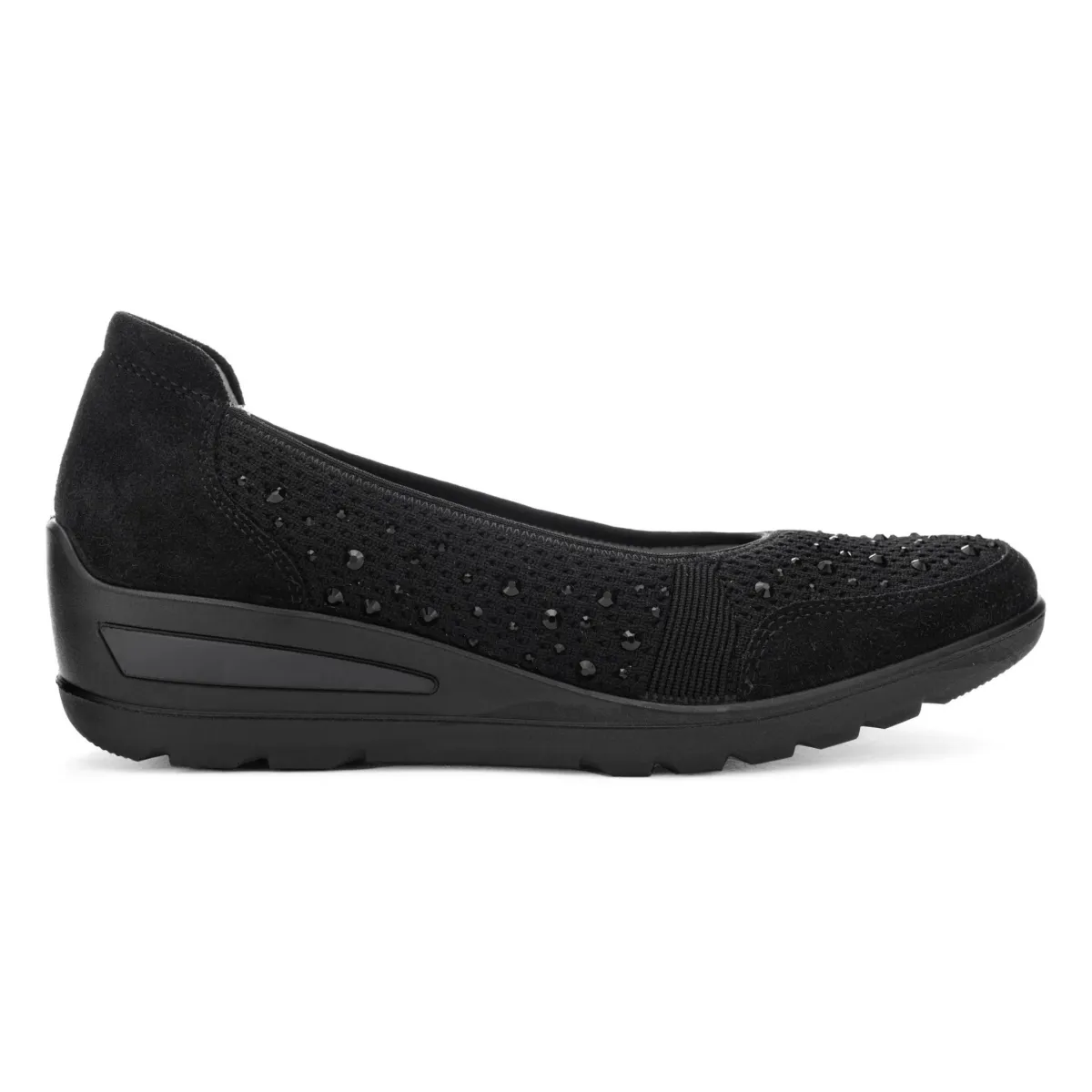 Calfskin Upper Ara Women's Zephyr Black Woven Suede