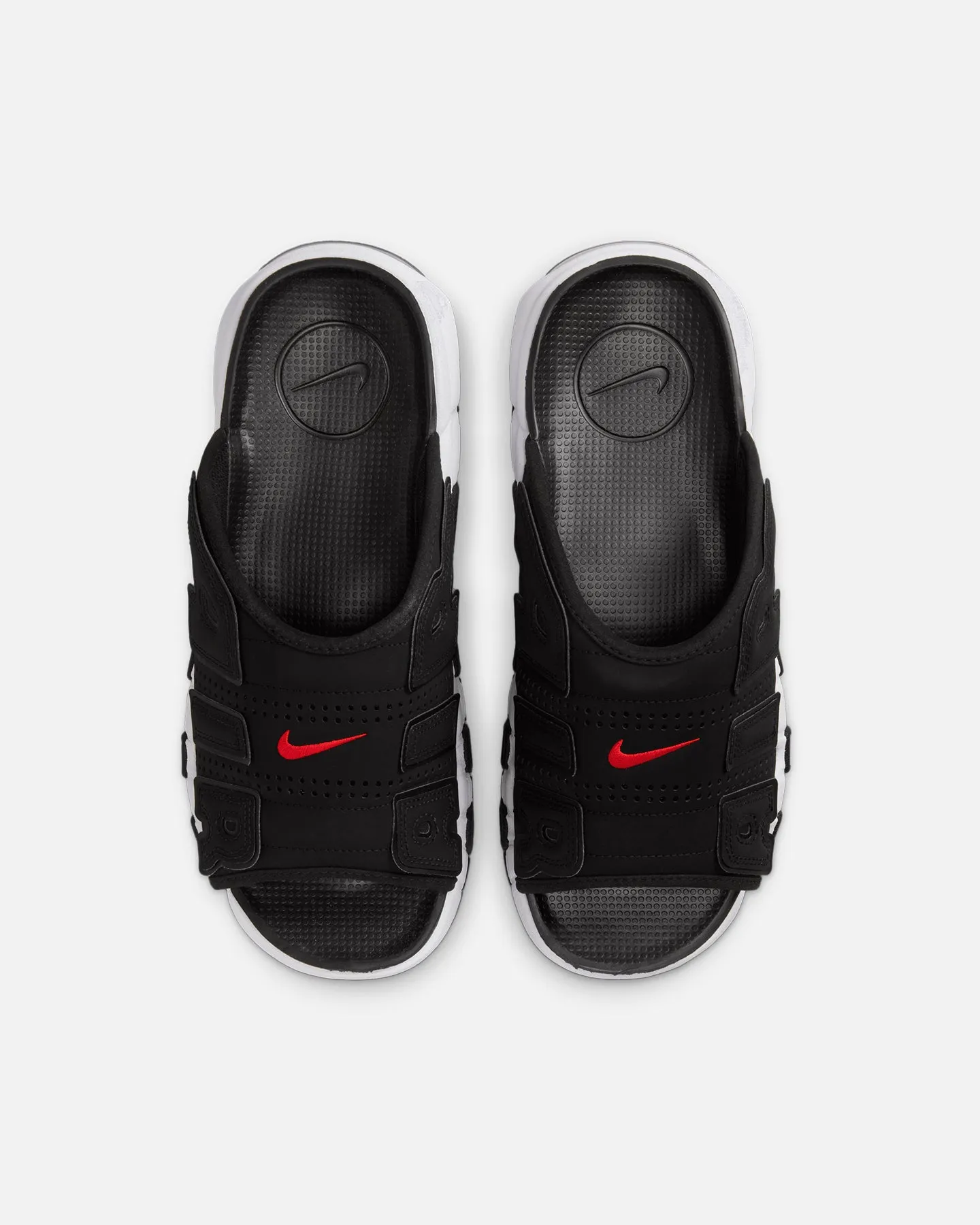 Couple Pair Nike Air More Uptempo Slides Black/White