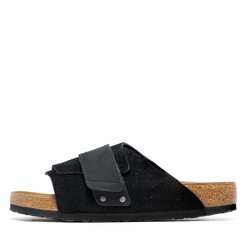 White Clean Birkenstock Kyoto Suede - Black