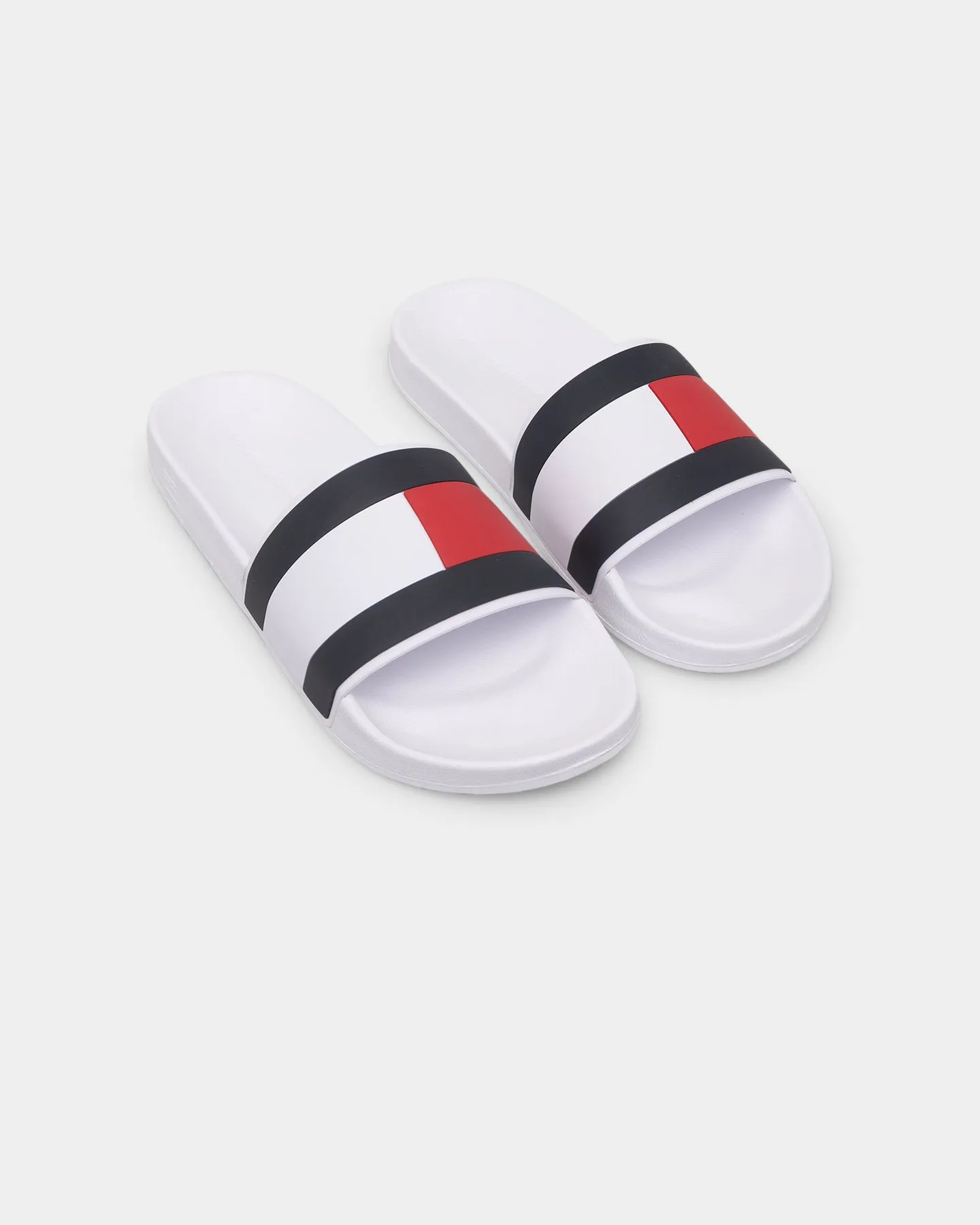Tommy Jeans Essential Flag Pool Slides White Lightweight Comfort Tongue