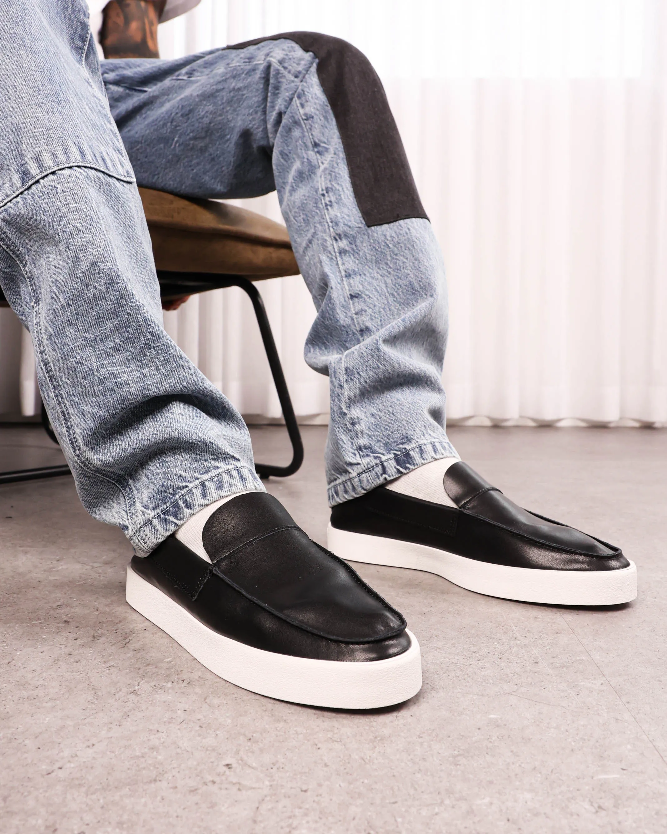 Saint Morta Hemisphere Leather Slip On Loafer Black/White Surf Step Forest Mood