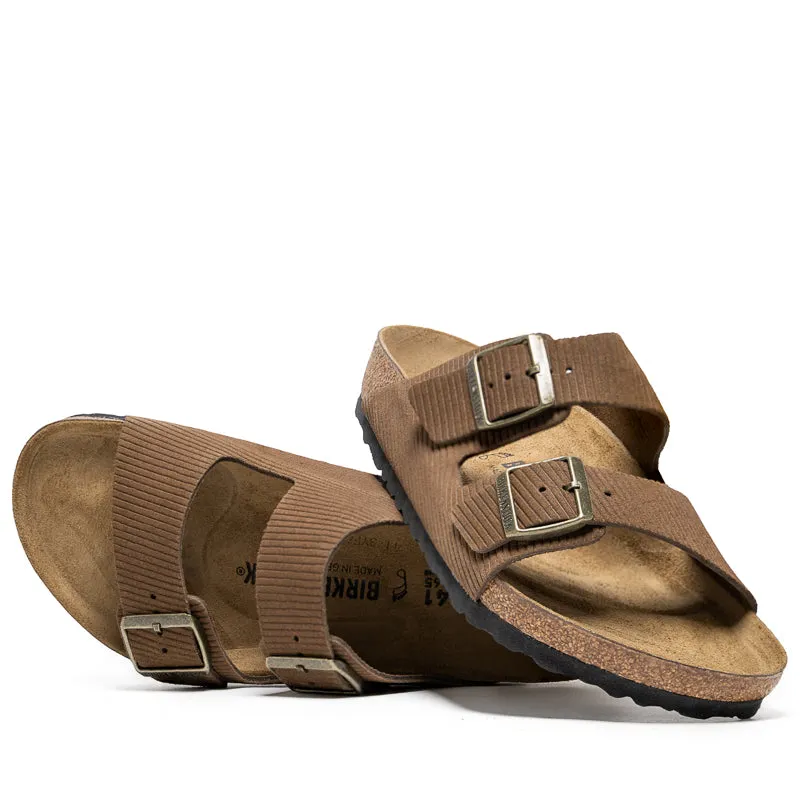 Birkenstock Arizona Suede Corduroy - Dark Tea Earth Hue Weave Style