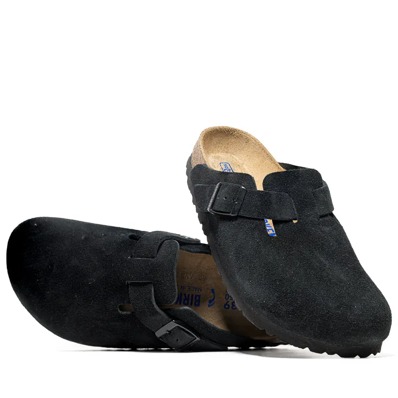 Beach Mode Flat Comfort Birkenstock Boston Soft Footbed Suede - Black