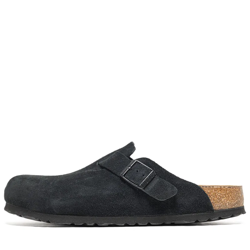 Relaxed Open Toe Shoes Birkenstock Boston Soft Footbed Suede - Black