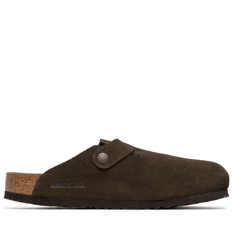 Sleek Flats Anti Fatigue Birkenstock Boston Soft Footbed Suede - Mocha