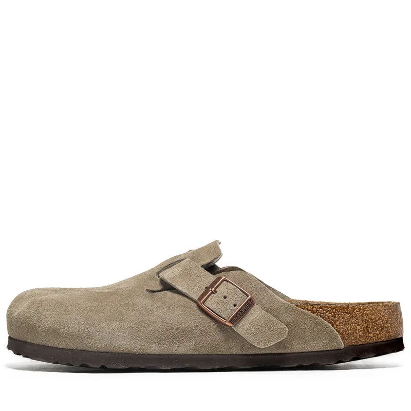 Birkenstock Boston Soft Footbed Suede - Taupe Comfortable Flats