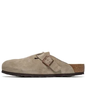 Block Heel Birkenstock Boston Soft Footbed Suede - Taupe