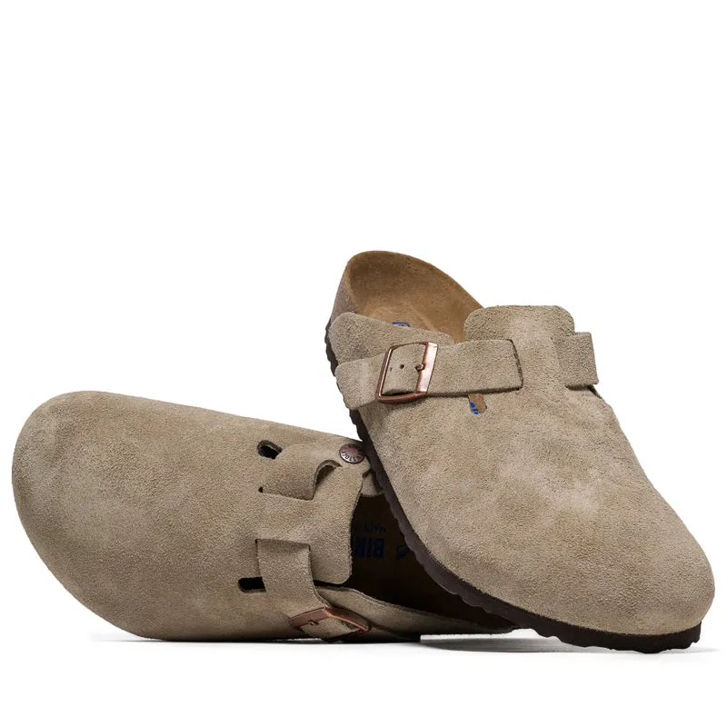 Green Fresh Birkenstock Boston Soft Footbed Suede - Taupe