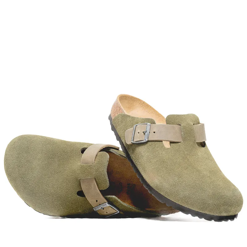 Trendy Travel Sandals Birkenstock Boston Suede Oiled Leather - Thyme