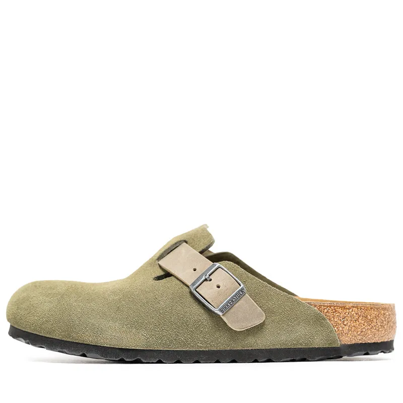 Everyday Wear Wraparound Strap Birkenstock Boston Suede Oiled Leather - Thyme