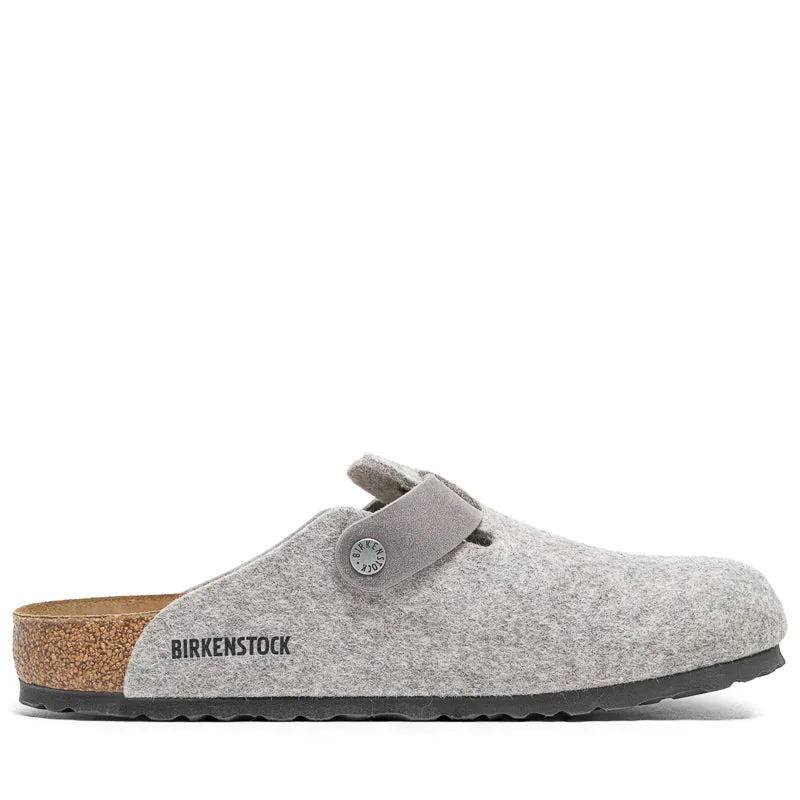 Birkenstock Boston Wool Oiled Leather - Light Gray Durable Outdoor Shoes Comfortable Lightweight Footwear