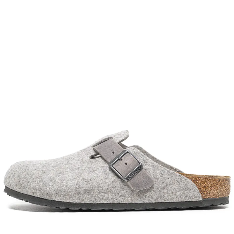Holiday Time Birkenstock Boston Wool Oiled Leather - Light Gray