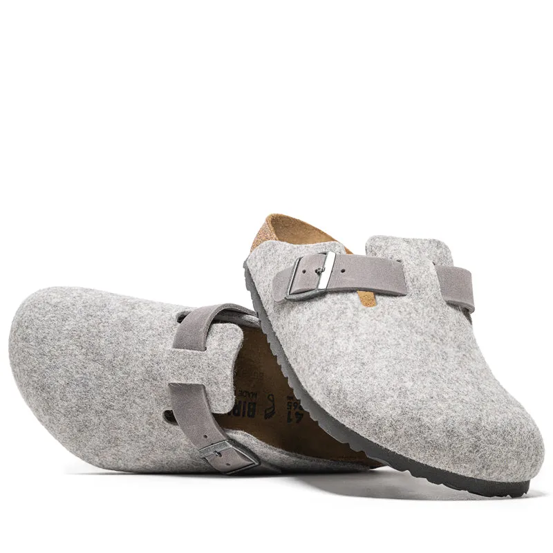Chic Beach Shoes Birkenstock Boston Wool Oiled Leather - Light Gray