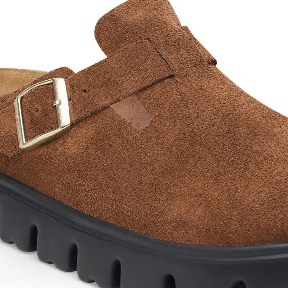 Festival Step Birkenstock Women's Boston Chunky Dark Tea/Black Suede