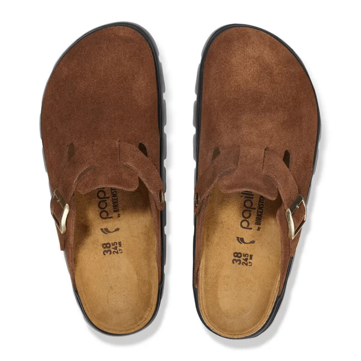 Festival Step Birkenstock Women's Boston Chunky Dark Tea/Black Suede