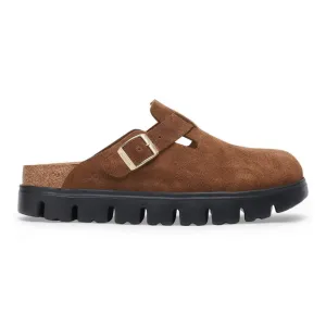 Birkenstock Women's Boston Chunky Dark Tea/Black Suede Sleek Vibe Comfy Outing