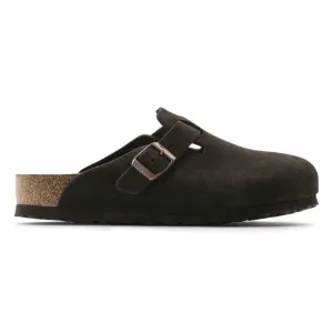 Birkenstock Women's Boston Soft Footbed Mocha Suede Push Step