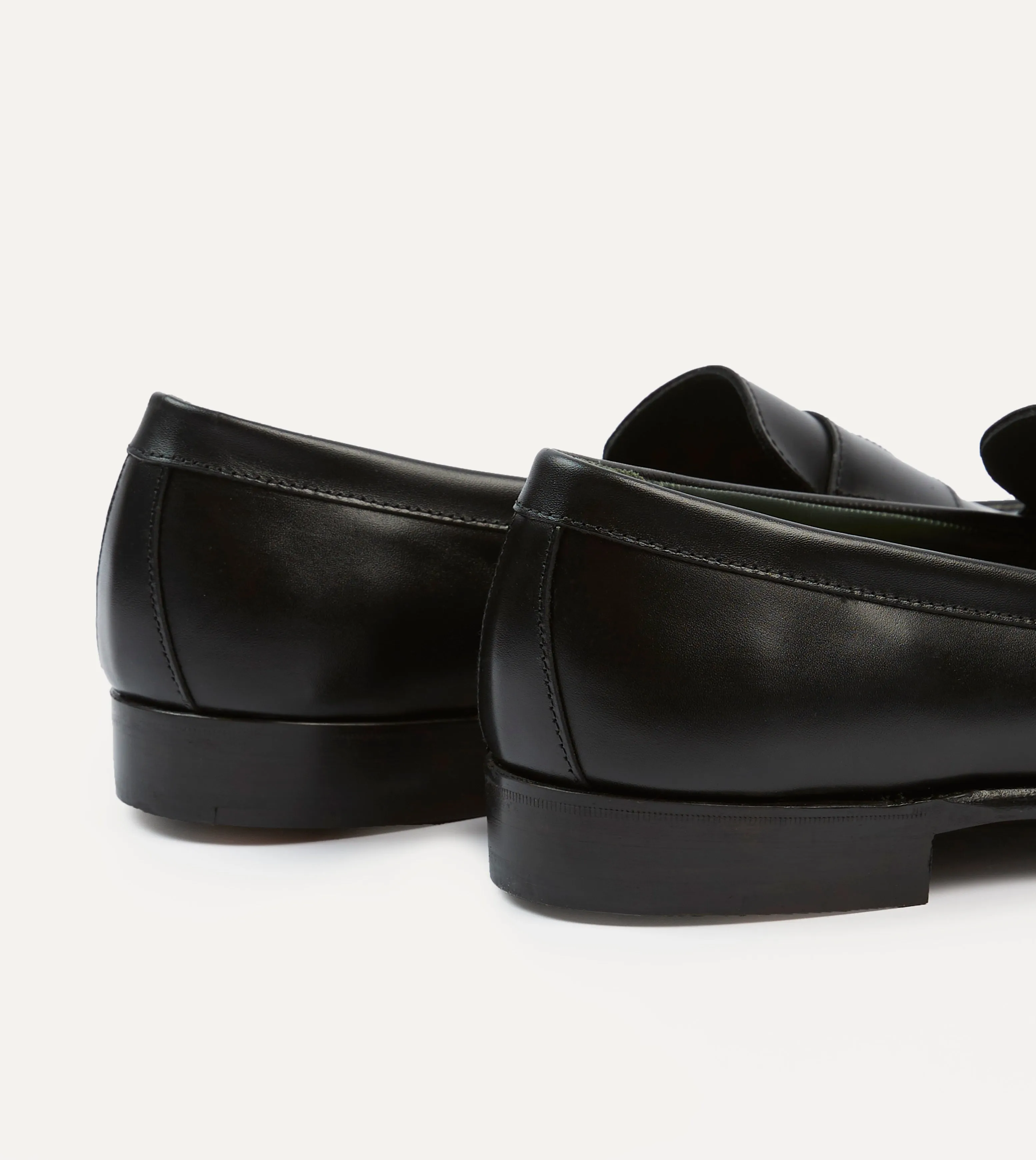 Black Calf Leather Charles Mk II Goodyear Welted Penny Loafer Toe Protection Shine Hold
